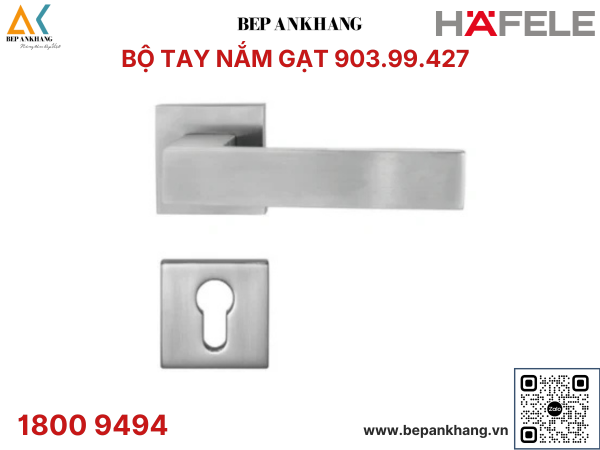 Tay nắm gạt có nắp che Hafele cửa phòng - Hình chữ nhật - 903.99.427